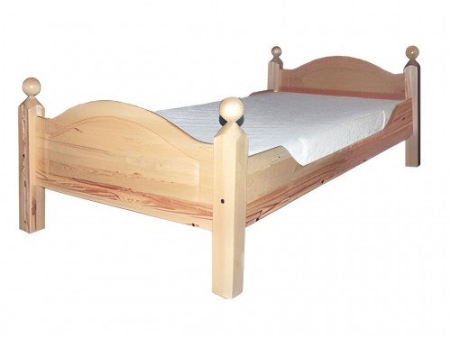 Łóżko sosnowe Łd 31 wysokie szczyty wykończone kulami 120x200