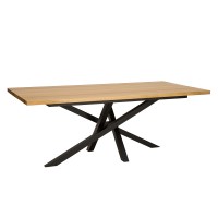 Stół metalowo-dębowy ST 377 blat 4 cm 160x75x90
