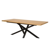 Stół metalowo-dębowy ST 377 blat 4 cm 200x75x100