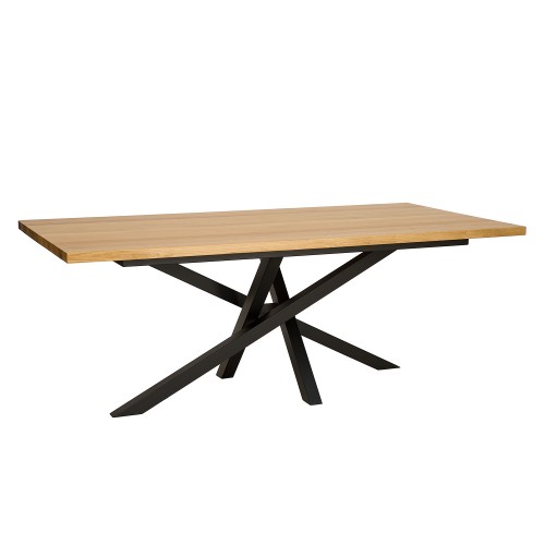 Stół metalowo-dębowy ST 377 blat 4 cm 200x75x100