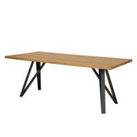 Stół metalowo-dębowy ST 378 blat 4 cm 160x75x90