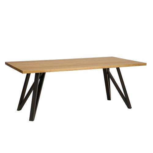 Stół metalowo-dębowy ST 378 blat 4 cm 160x75x90