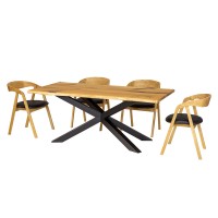 Stół metalowo-dębowy ST 388 blat 4 cm 160x77x90