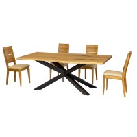 Stół metalowo-dębowy ST 388 blat 4 cm 200x77x100