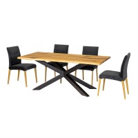 Stół metalowo-dębowy ST 388 blat 4 cm 200x77x100