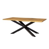 Stół metalowo-dębowy ST 388 blat 4 cm 200x77x100