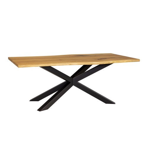 Stół metalowo-dębowy ST 388 blat 4 cm 240x77x100