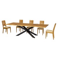 Stół rozkładany metalowo-dębowy ST 389 blat 4 cm 160x77x90