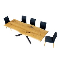 Stół rozkładany metalowo-dębowy ST 389 blat 4 cm 160x77x90