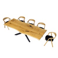 Stół rozkładany metalowo-dębowy ST 389 blat 4 cm 200x77x100