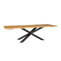 Stół rozkładany metalowo-dębowy ST 389 blat 4 cm 200x77x100