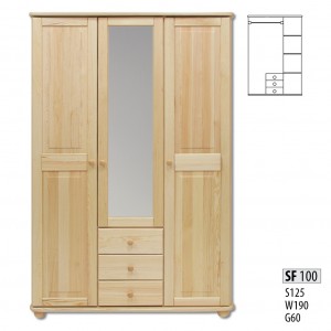 Szafa 3 drzwiowa sosnowa SF 100 125x190x60