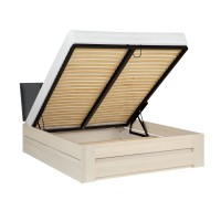 Łóżko bukowe LK 187 BOX 140x200 tapicerowany zagłówek ZG001