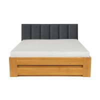 Łóżko bukowe LK 187 BOX 140x200 tapicerowany zagłówek ZG001