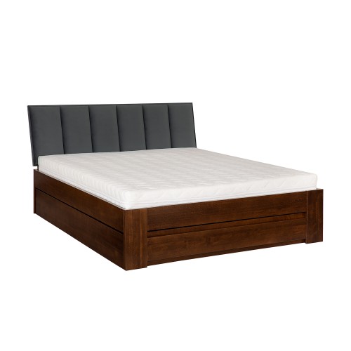 Łóżko bukowe LK 187 BOX 140x200 tapicerowany zagłówek ZG001