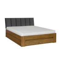 Łóżko bukowe LK 187 BOX 140x200 tapicerowany zagłówek ZG001
