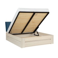 Łóżko bukowe LK 187 BOX 140x200 tapicerowany zagłówek ZG002