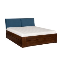 Łóżko bukowe LK 187 BOX 140x200 tapicerowany zagłówek ZG002