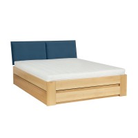 Łóżko bukowe LK 187 BOX 140x200 tapicerowany zagłówek ZG002