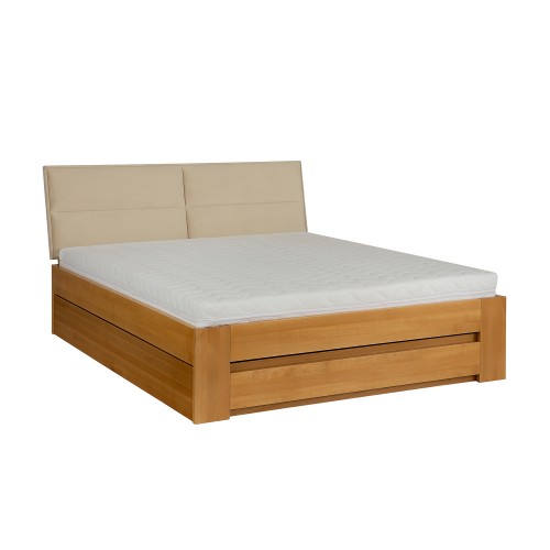 Łóżko bukowe LK 187 BOX 140x200 tapicerowany zagłówek ZG003