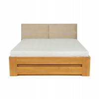 Łóżko bukowe LK 187 BOX 140x200 tapicerowany zagłówek ZG003