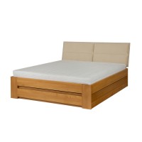 Łóżko bukowe LK 187 BOX 140x200 tapicerowany zagłówek ZG003