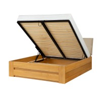 Łóżko bukowe LK 187 BOX 140x200 tapicerowany zagłówek ZG003