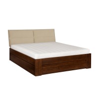 Łóżko bukowe LK 187 BOX 140x200 tapicerowany zagłówek ZG003