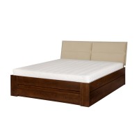 Łóżko bukowe LK 187 BOX 140x200 tapicerowany zagłówek ZG003