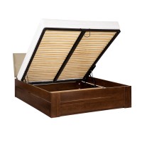 Łóżko bukowe LK 187 BOX 140x200 tapicerowany zagłówek ZG003