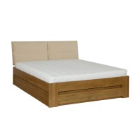 Łóżko bukowe LK 187 BOX 140x200 tapicerowany zagłówek ZG003