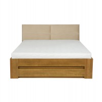 Łóżko bukowe LK 187 BOX 140x200 tapicerowany zagłówek ZG003