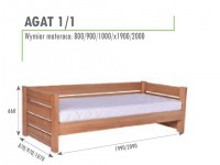 Łóżko sosnowe Agat 1/1 zabudowane szczyty ażurowe 90x200