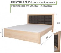 Łóżko sosnowe Obsydian 2 wysoki tapicerowany szczyt zabudowany tył 160x200