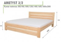 Łóżko sosnowe Ametyst 3/2 prostokątne ażurowe szczyty zabudowany tył 90x200