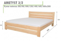 Łóżko sosnowe Ametyst 3/2 prostokątne ażurowe szczyty zabudowany tył 180x200