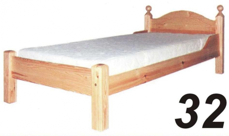 Łóżko sosnowe Łd 32 z kulami 120x200